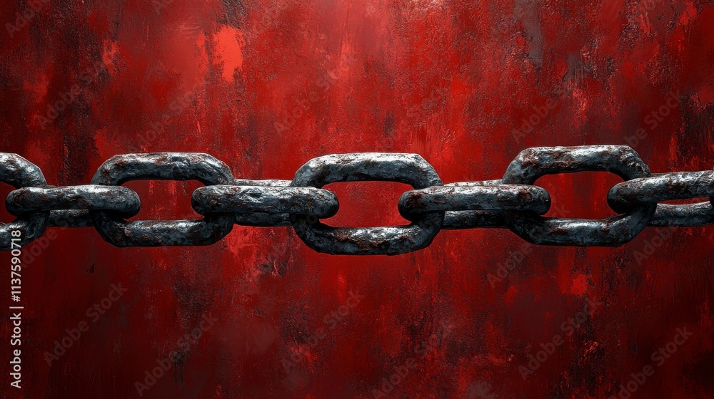 Rusty Metal Chain on a Dark Red Background. Industrial Metal Chain Design Rusty Metal Chain on a Dark Red Background. Industrial Metal Chain Design