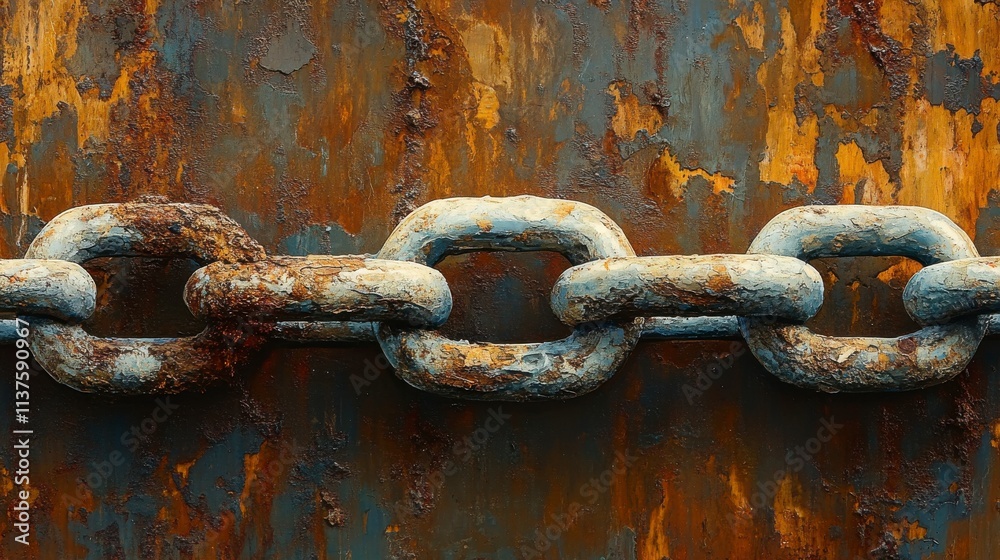 Rusty Metal Chain Art: A Detailed Close-up of an Aged Industrial Chain Rusty Metal Chain Art: A Detailed Close-up of an Aged Industrial Chain