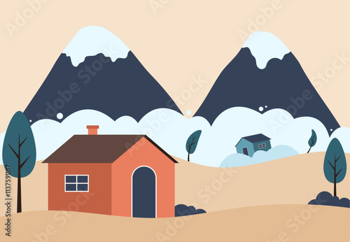 Snowstorm at the mountains vector design illustration