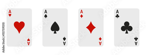 Suit deck of playing cards on white background. Vector illustration.