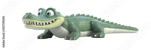 Cartoon crocodile placed on transparent or white background 