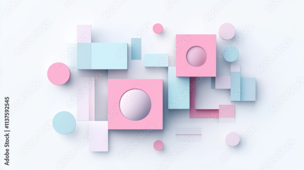 custom made wallpaper toronto digitalAbstract Geometric Shapes in Pastel Colors on a Light Background