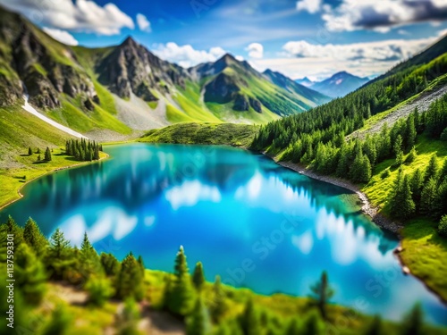 Murudzhinskoe Lakes: Teberdinsky Reserve Alpine Tilt-Shift Photography - Stunning Blue & Black Lakes