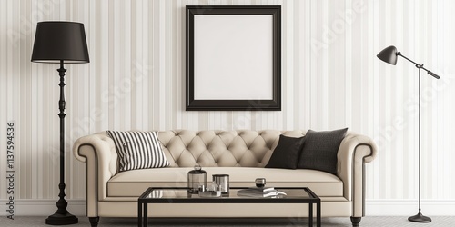 Modern Living Room with Beige Sofa and Contemporary Decor