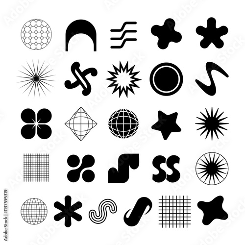 Vector Y2K Elements Illustration. Retro Futuristic Design Collection for Digital Projects.