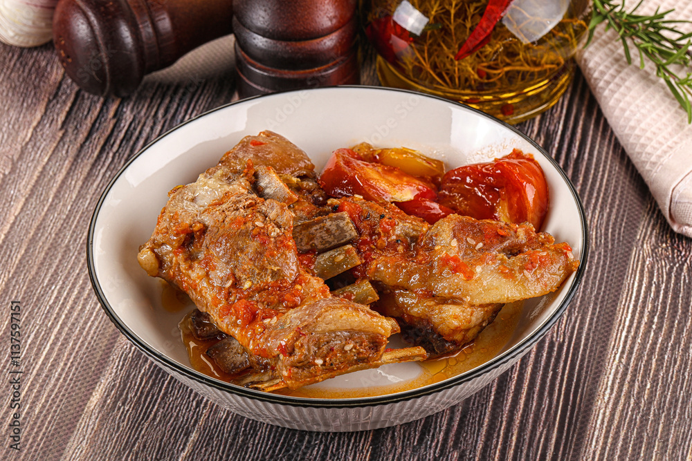 Baked lamb ribs with vegetables Baked lamb ribs with vegetables
