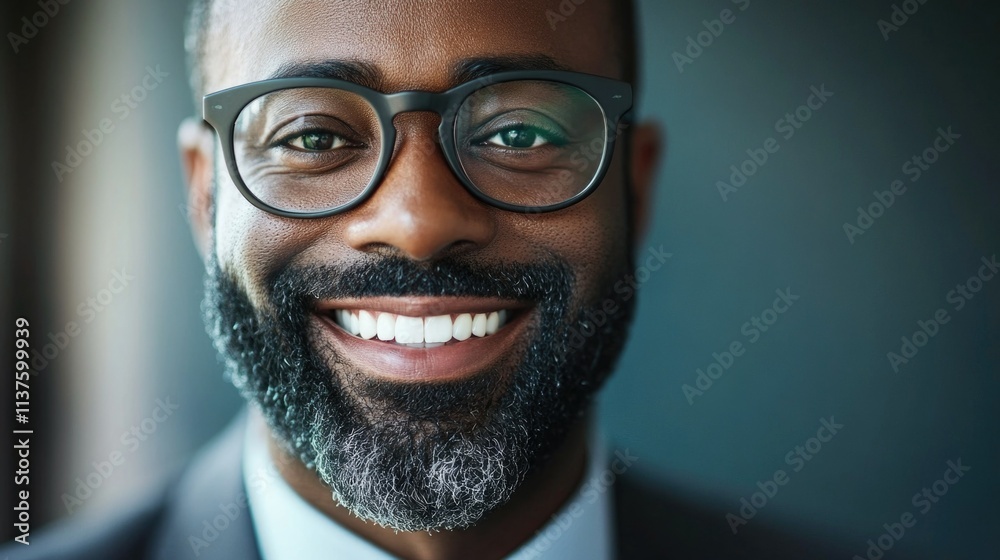 Fototapeta premium Professional Black Man in Business Attire Smiling
