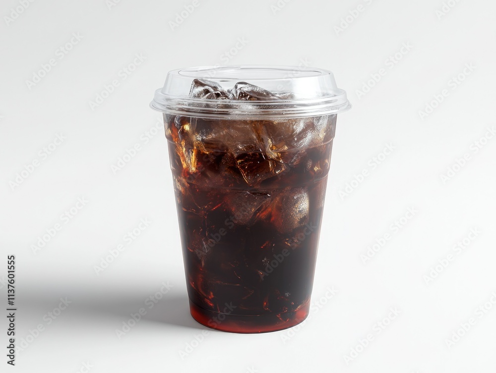 Classic Beverage: A Tall Glass of Soda with Ice Cubes Classic Beverage: A Tall Glass of Soda with Ice Cubes