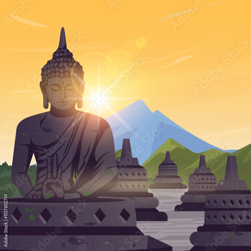 Illustration of Burobudur temple