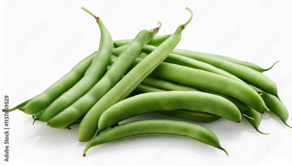 green beans on white background