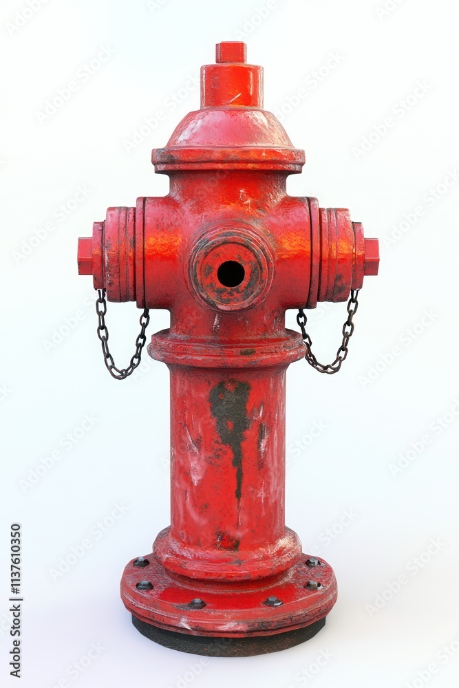 Weathered red fire hydrant isolated on white background. Weathered red fire hydrant isolated on white background.