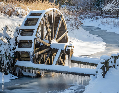 Winter Water Wheel