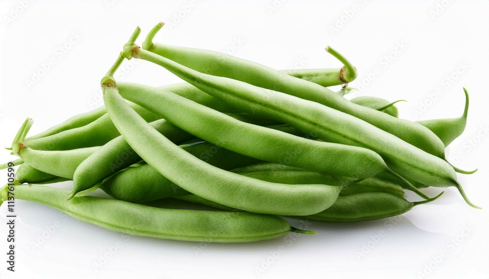 green beans on white background green beans on white background
