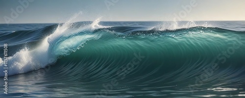 Peaceful scene of water wave gently breaking with bubbles, water wave, peaceful
