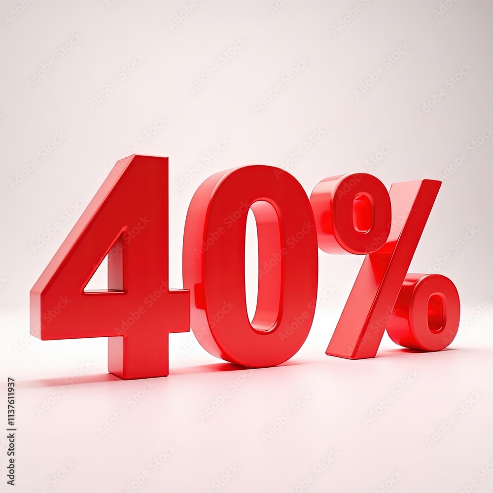 3D Rendered Text 40% on Minimalistic White Background 3D Rendered Text 40% on Minimalistic White Background