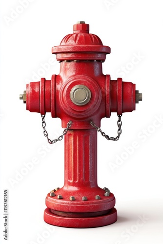 Classic red fire hydrant isolated on white background.
