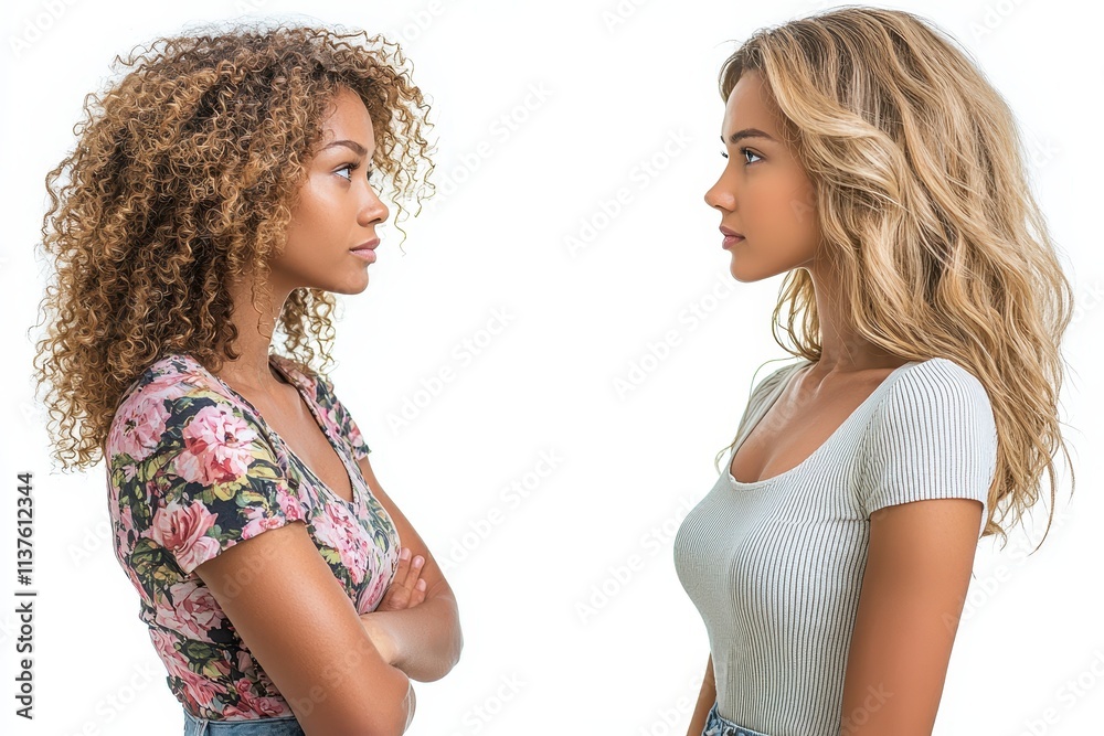 Women Engaged in Conversation with Varied Expressions Women Engaged in Conversation with Varied Expressions