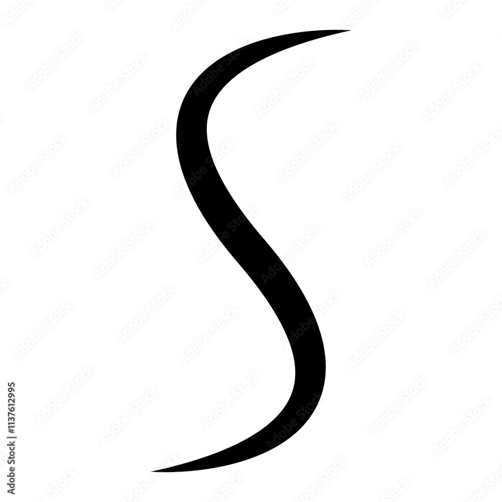 Curved wavy line shape letter S, abstract swirl letter S Curved wavy line shape letter S, abstract swirl letter S
