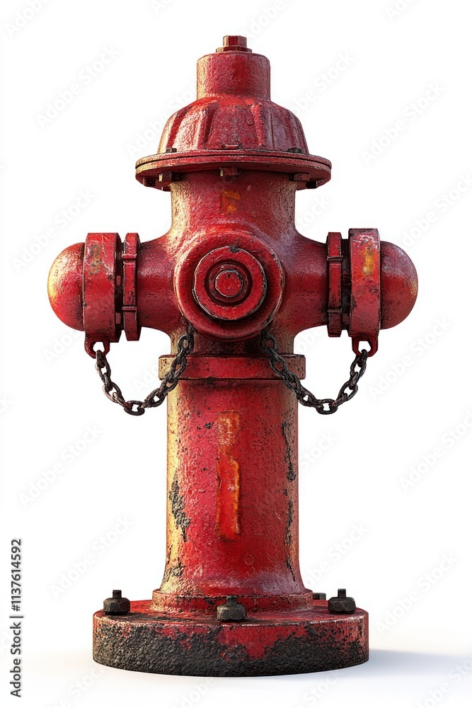 Old weathered red fire hydrant isolated on white background. Old weathered red fire hydrant isolated on white background.
