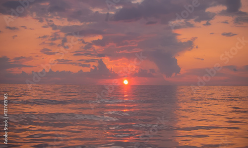 A fabulously beautiful sunset in pink and purple shades