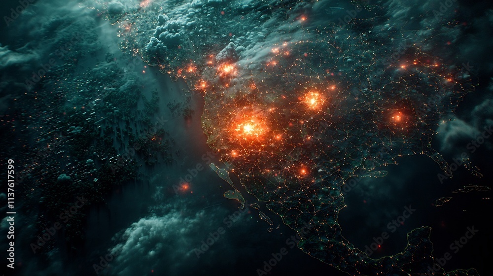 Fototapeta premium Ebola Outbreak Virtual Twin Mapping and Analyzing Population Movement Data for Public Health Crisis Preparedness and Response Management