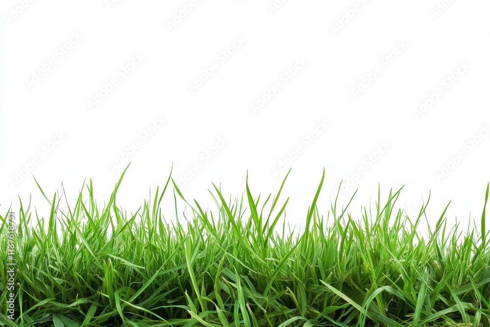 A Lush Patch of Green Grass Isolated Against a White Background A Lush Patch of Green Grass Isolated Against a White Background