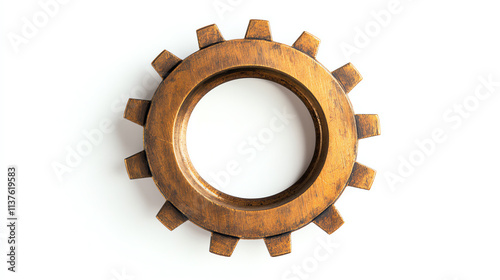 Bronze gear wheel isolated on white background