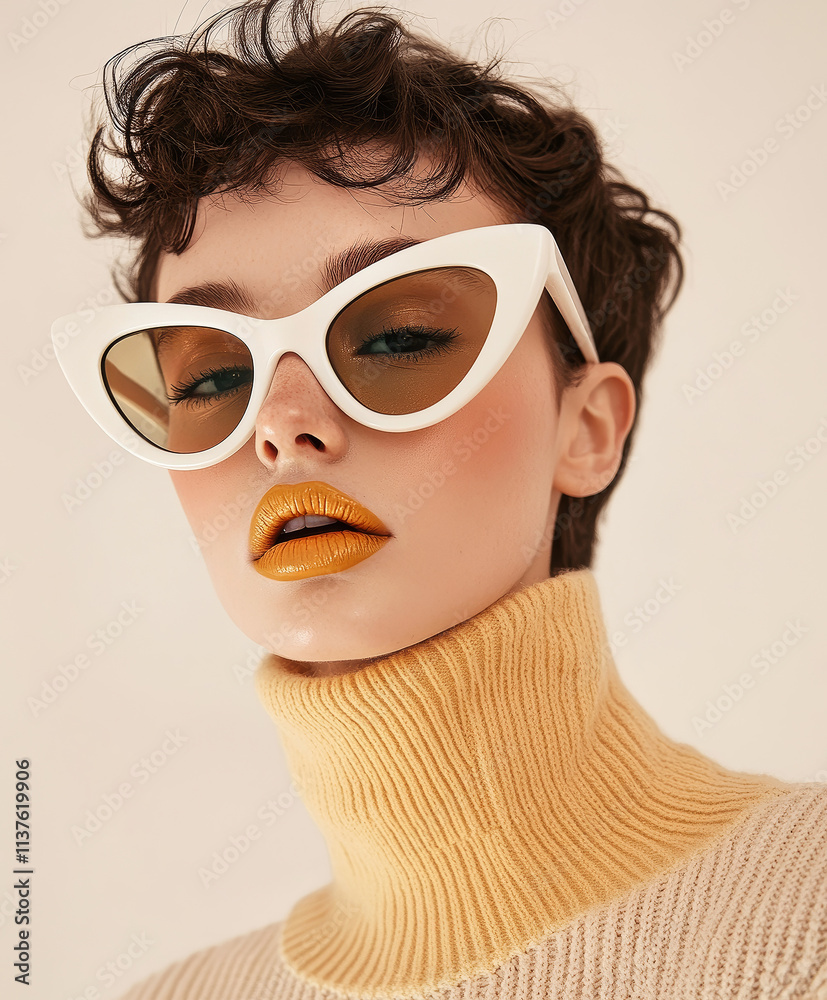 Woman with trendy sunglasses. Woman with trendy sunglasses.