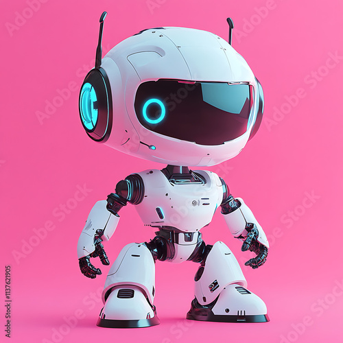 Robot Cartoon 3D Illustration Generative AI photo