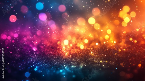 Colorful glittering abstract bokeh lights with vibrant glow