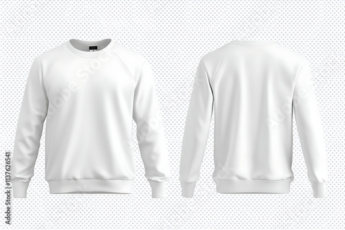 Set of White Front and Back View Tee Sweatshirt photo