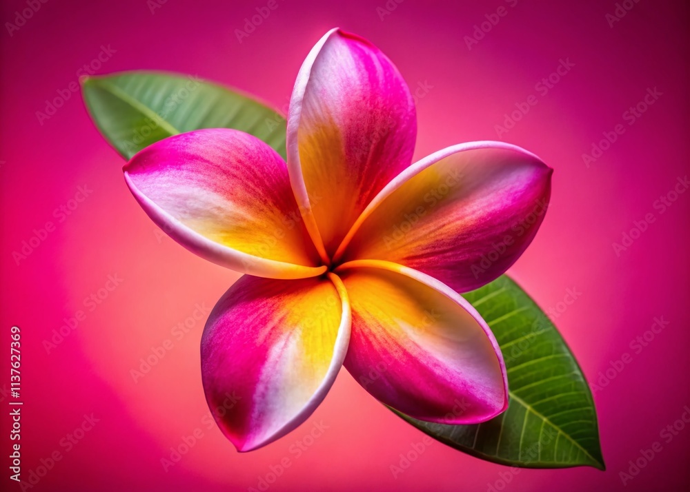 Fototapeta premium Beautiful Kamboja Flower Isolated on Pink - Stunning Floral Image