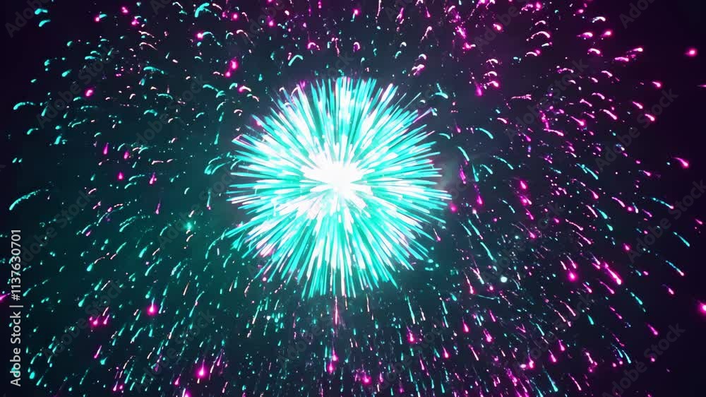 Colorful fireworks display lights up the night sky during community celebration event in the park