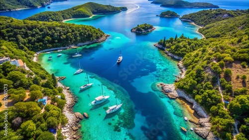 Epirus Greece Sivota Blue Lagoon Aerial Drone Stunning Beaches Turquoise Waters photo