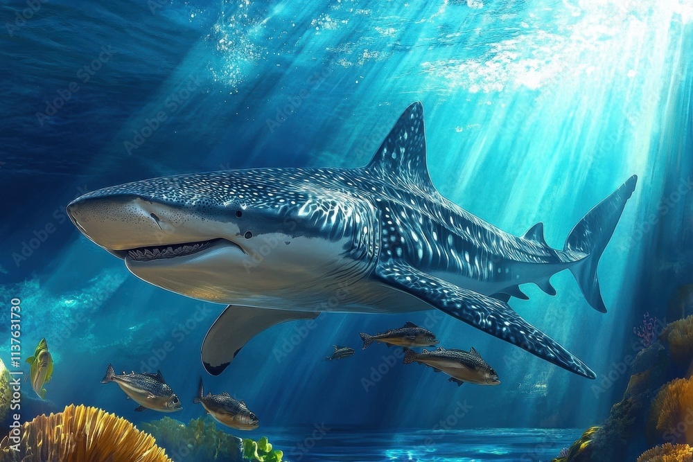 Fototapeta premium Whale Shark with Remoras