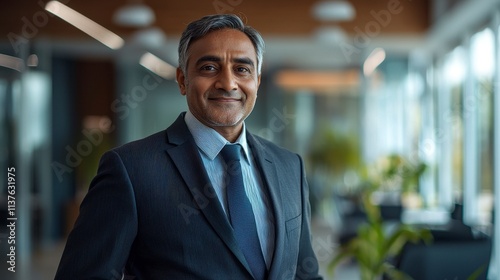 Business executive portrait modern office professional photography bright environment close-up view leadership concept