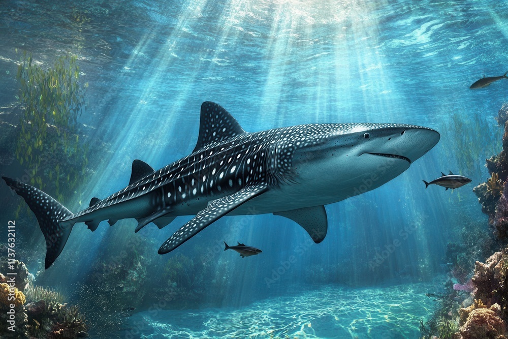 Fototapeta premium Whale Shark with Remoras