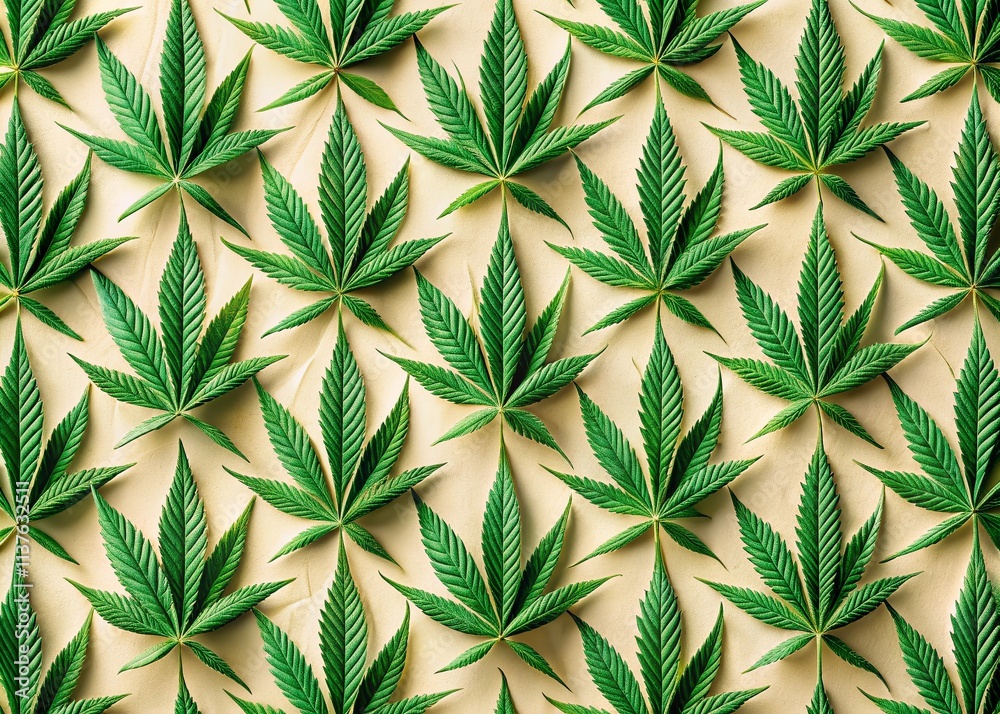 Obraz premium Geometric Cannabis Leaves, Modern Botanical Design