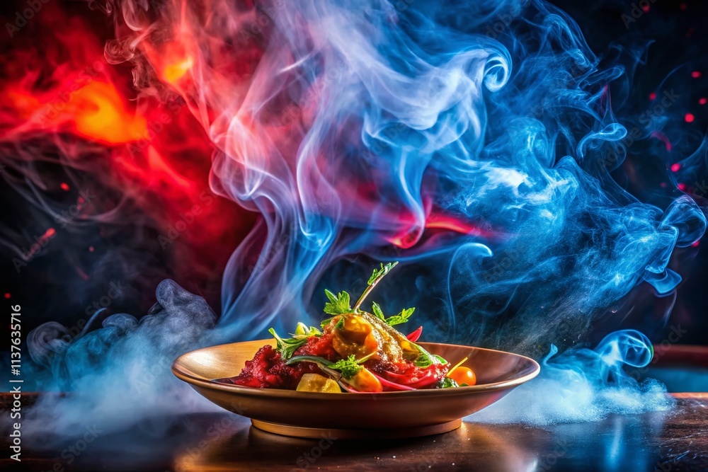 Red Blue Smoke Food Photography Background - Delicious Dishes, Culinary Images, Vibrant Colors Red Blue Smoke Food Photography Background - Delicious Dishes, Culinary Images, Vibrant Colors
