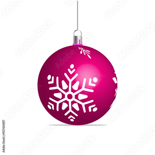 Christmas balls vector set design. Colorful christmas ball 3d realistic elements with glitter, snowflakes, shiny and glossy pattern isolated in white background.