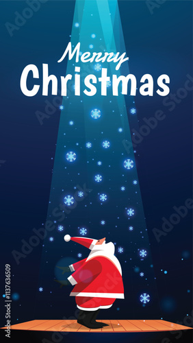 Merry Christmas for social media story with illustration of Santa Clause and Mysterious Light