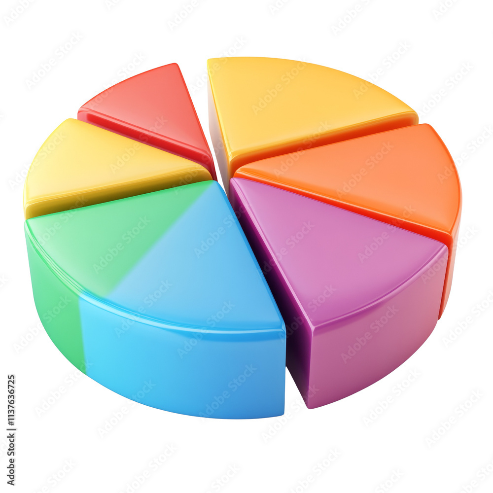 Obraz premium 3d rendering colorful pie chart icon isolated on transparent background