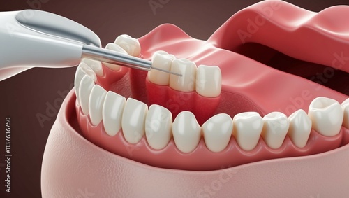 Dental model with artificial teeth and gums for oral health care