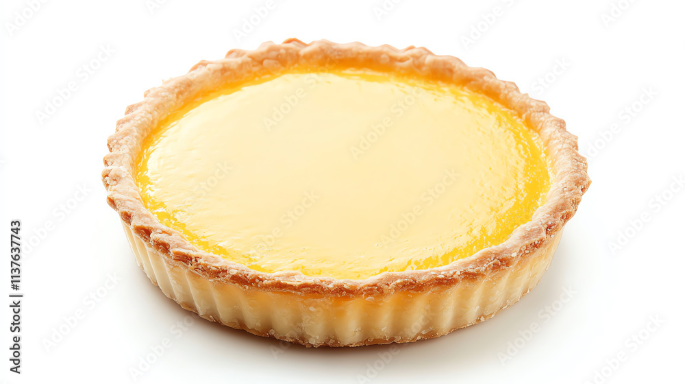 Classic custard tart isolated on white Classic custard tart isolated on white