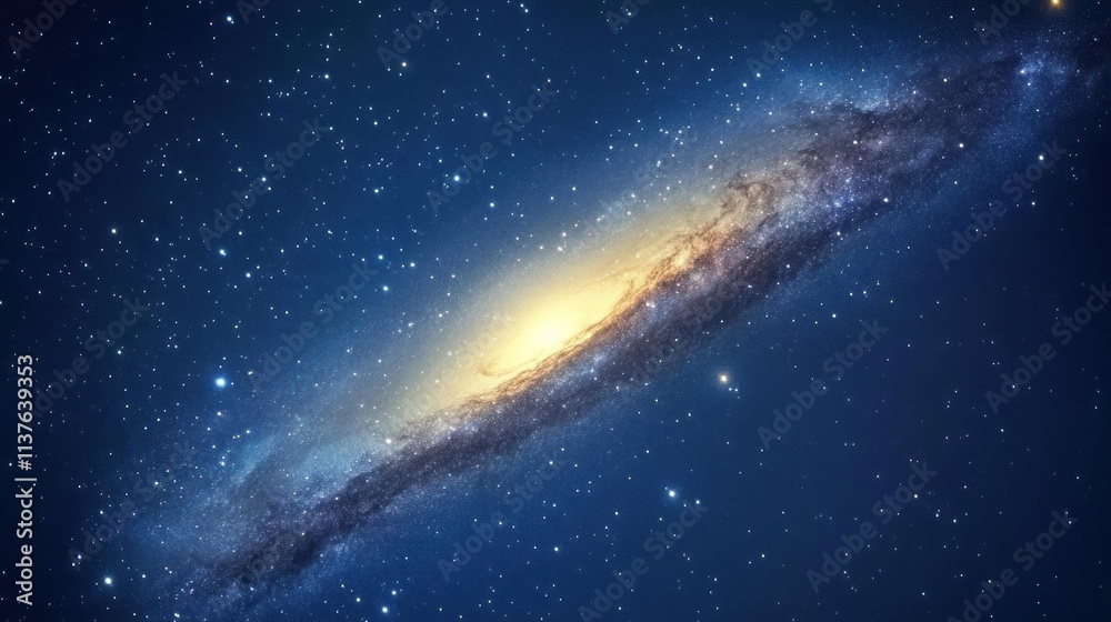 Fototapeta premium Stunning cosmic view of a spiral galaxy amidst a star-studded expanse.
