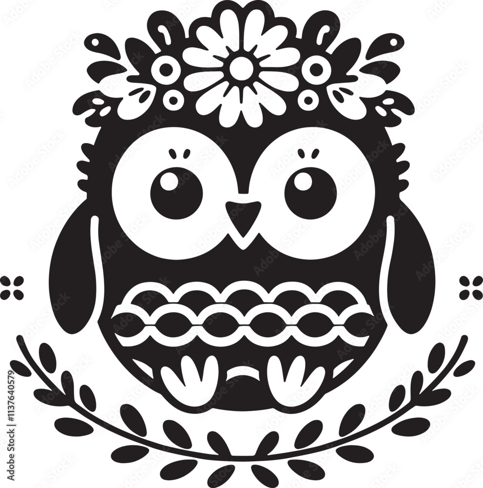 Cute owl clip art silhouette with a white background. Cute owl clip art silhouette with a white background.