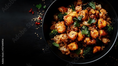 Delicious Tofu and Rice Bowl with Broccoli and Cilantro