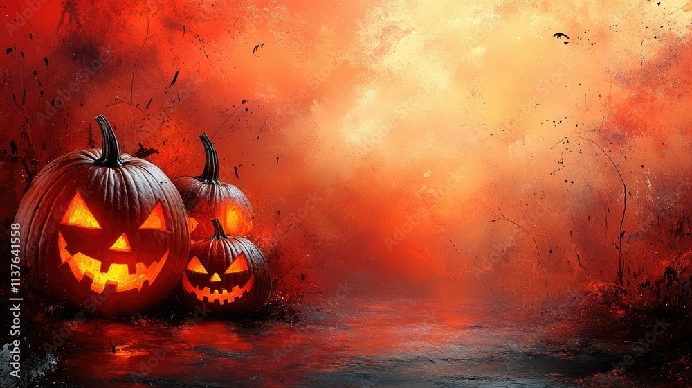 Fototapeta premium Halloween Background With Pumpkins Halloween.