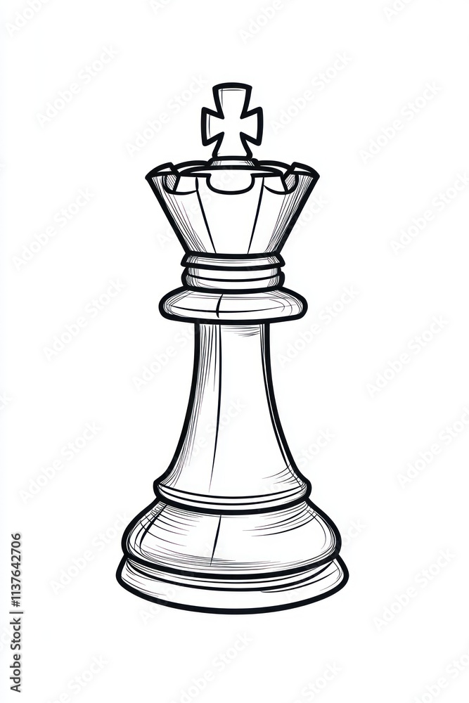 Line art illustration of a chess queen piece. (2) Line art illustration of a chess queen piece. (2)