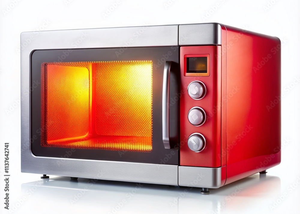 Fototapeta premium Isolated Microwave Oven Portrait Photography: Studio Shot of Modern Appliance